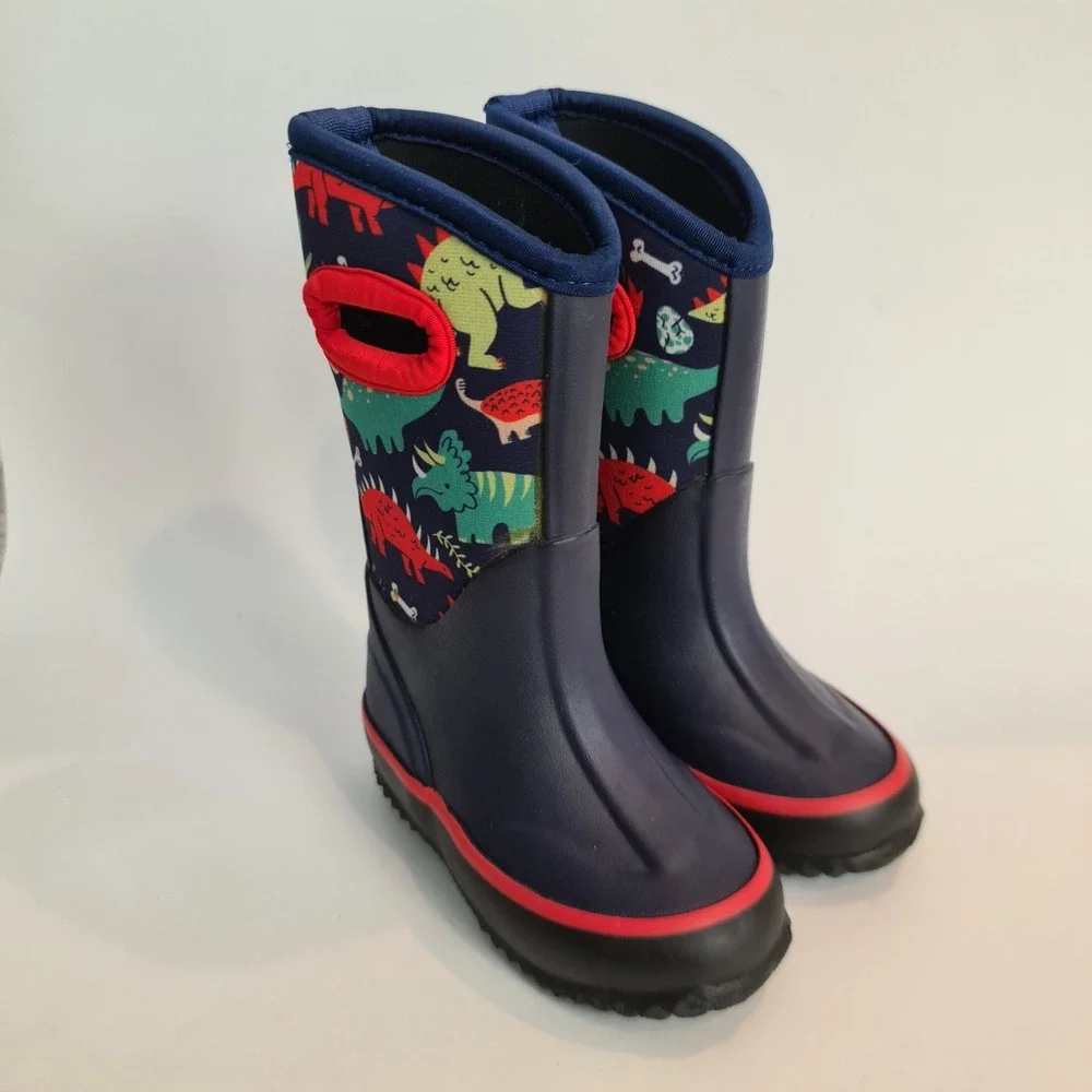 Lone Cone Dinosaur Print Kids Mud Boots Waterproof Toddler Size 4T Navy‎ Blue